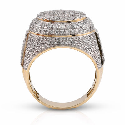 10K Yellow Gold Two - Row Round 2CT Natural Diamond Men Pinky Ring - Elite Jewelers - Rings