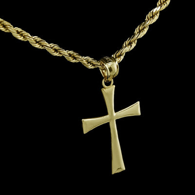 10k Yellow Gold Unisex Adults Cross Pendant Religious 0.5g Charm - Elite Jewelers - Charms & Pendants