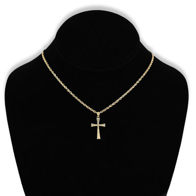 10k Yellow Gold Unisex Adults Cross Pendant Religious 0.5g Charm - Elite Jewelers - Charms & Pendants