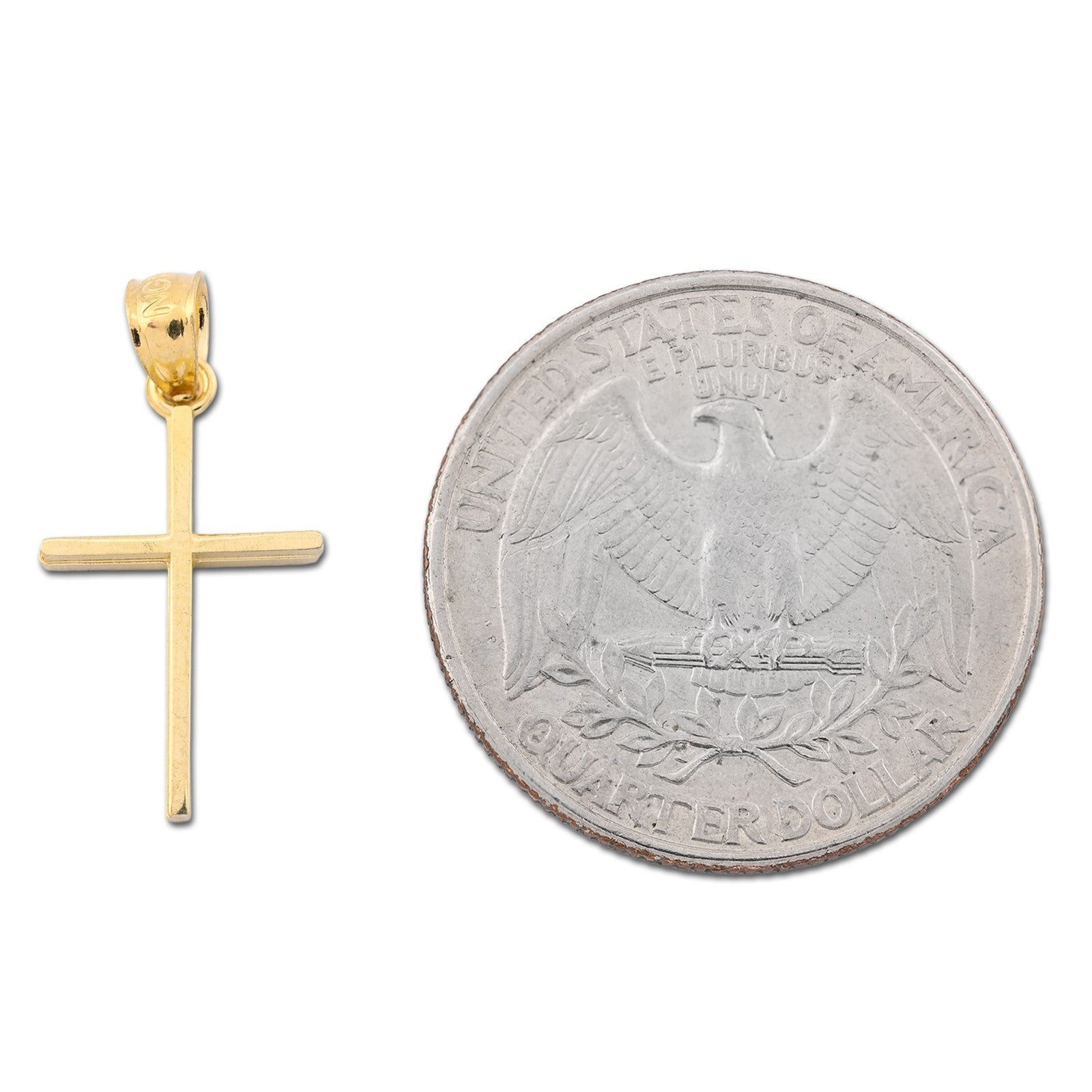 10k Yellow Gold Unisex Adults Cross Pendant Religious 0.6g Charm - Elite Jewelers - Charms & Pendants