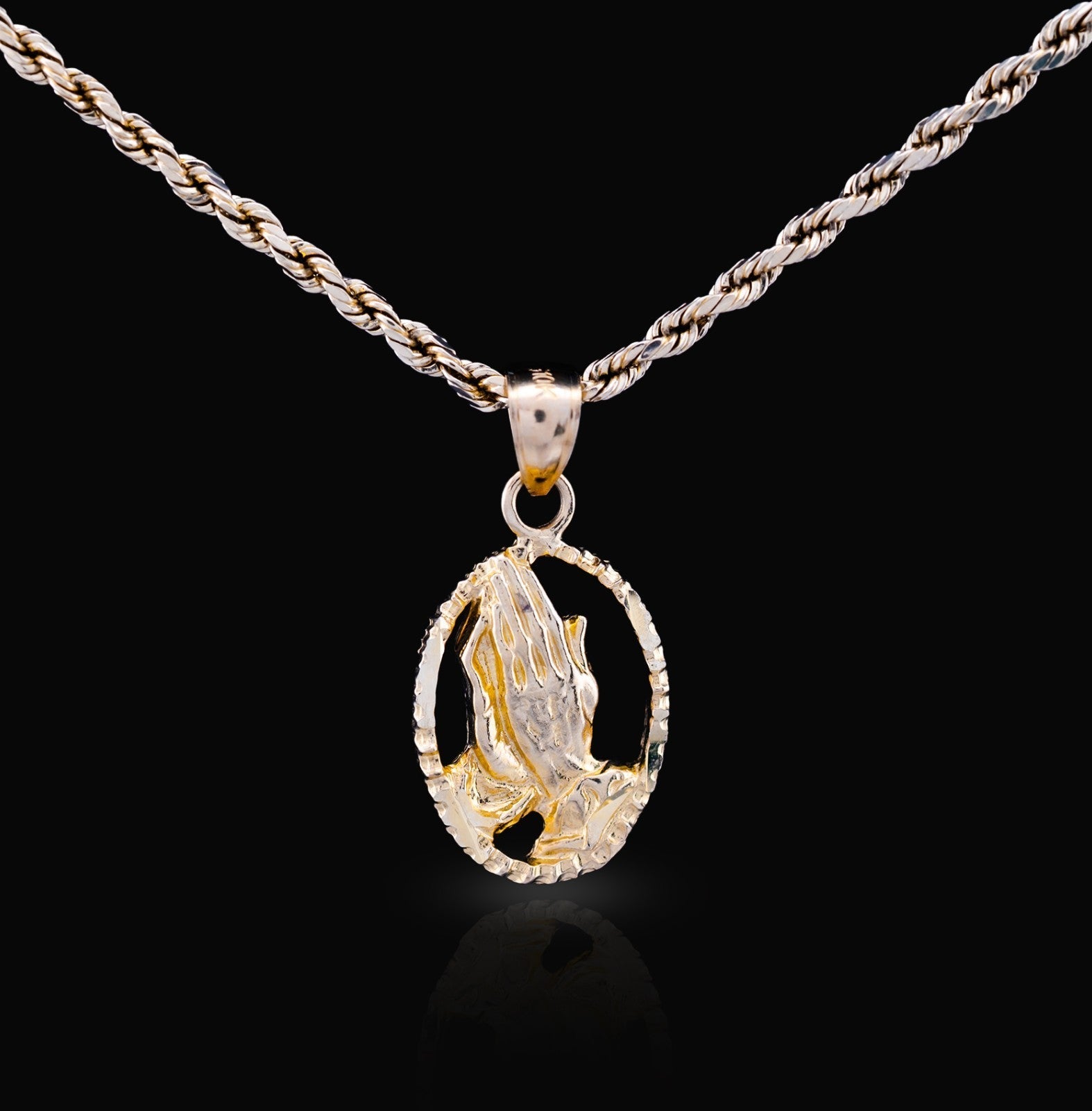 10k Yellow Gold Unisex Adults Praying Hands Pendant Religious 1.9g Charm - Elite Jewelers - Charms & Pendants