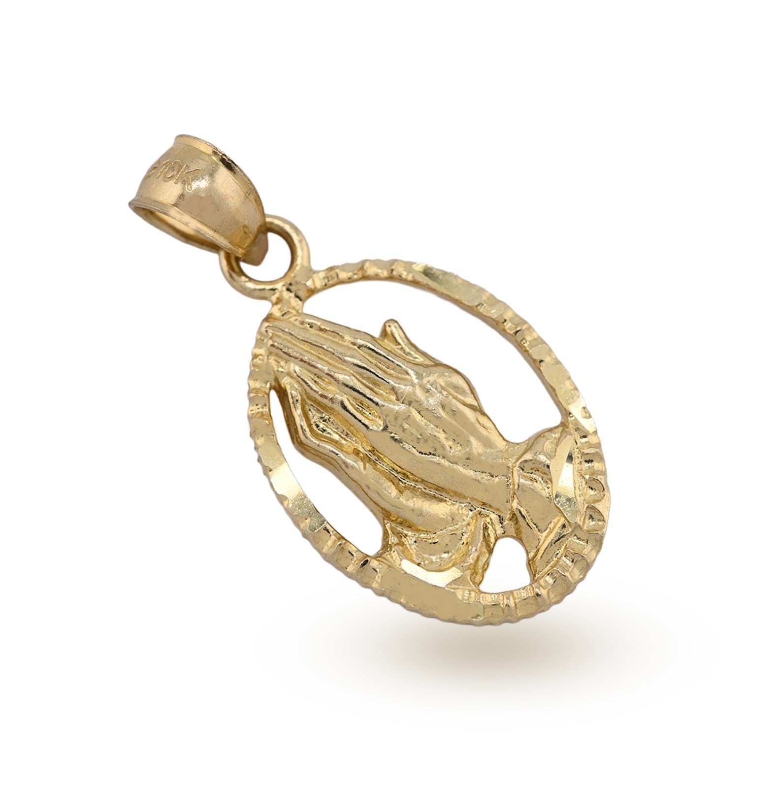 10k Yellow Gold Unisex Adults Praying Hands Pendant Religious 1.9g Charm - Elite Jewelers - Charms & Pendants