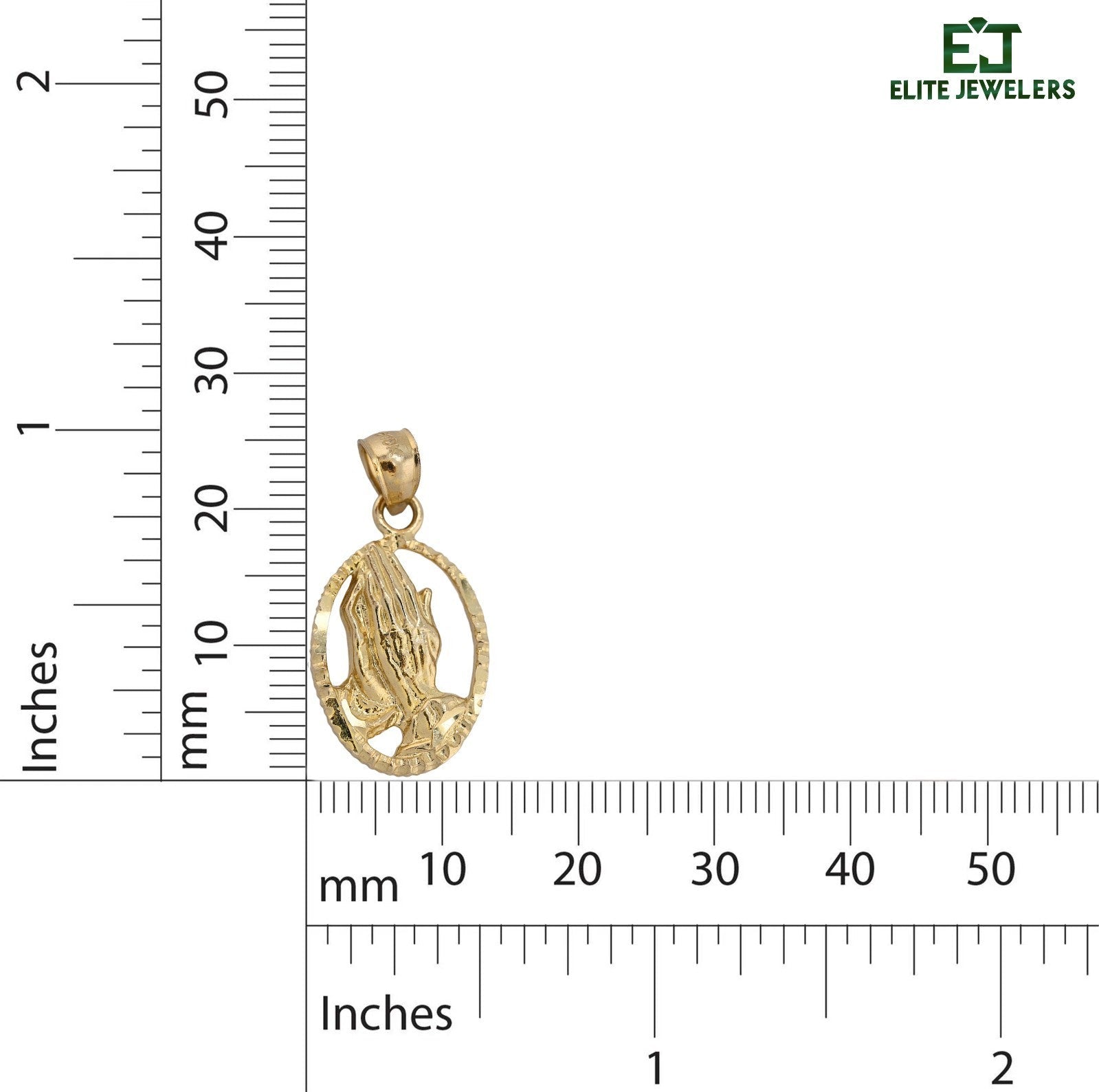 10k Yellow Gold Unisex Adults Praying Hands Pendant Religious 1.9g Charm - Elite Jewelers - Charms & Pendants