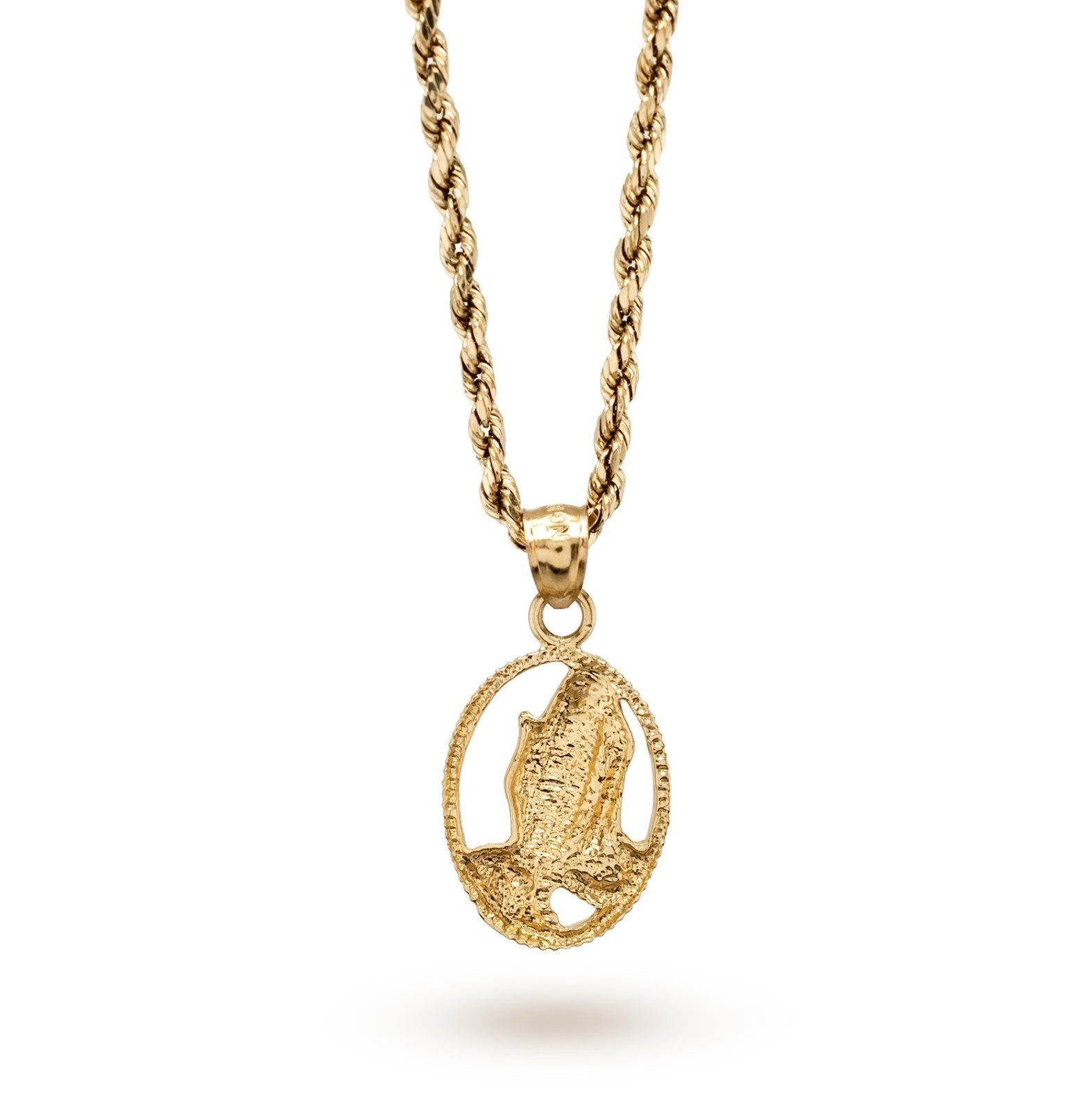 10k Yellow Gold Unisex Adults Praying Hands Pendant Religious 1.9g Charm - Elite Jewelers - Charms & Pendants