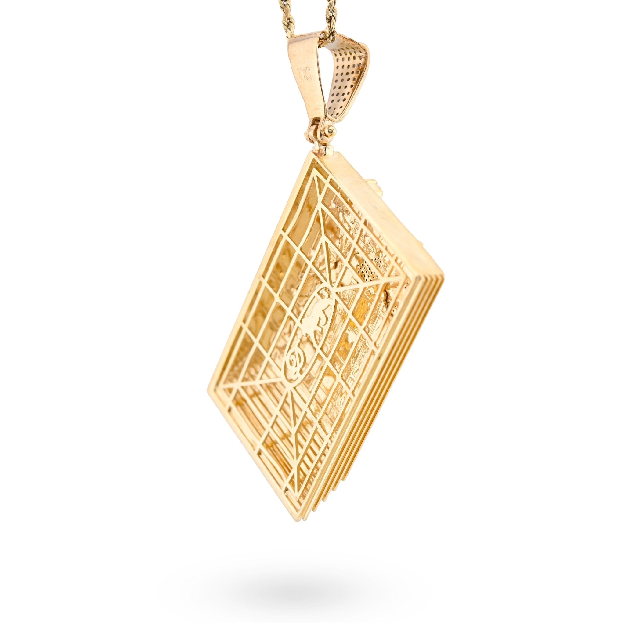 10K Yellow Gold "USA 100$" 3.5CT Natural Diamond Men Charm 36.5g Pendant - Elite Jewelers - Charms & Pendants