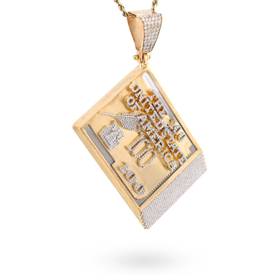 10K Yellow Gold "USA 100$" 3.5CT Natural Diamond Men Charm 36.5g Pendant - Elite Jewelers - Charms & Pendants