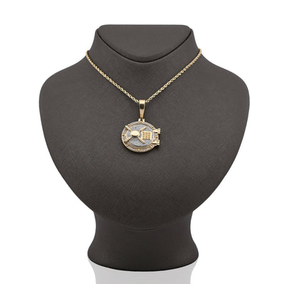 10K Yellow Gold Vault Door Memory Picture Pendant 0.6CT Natural Diamond Men Women Charm - Elite Jewelers - Charms & Pendants