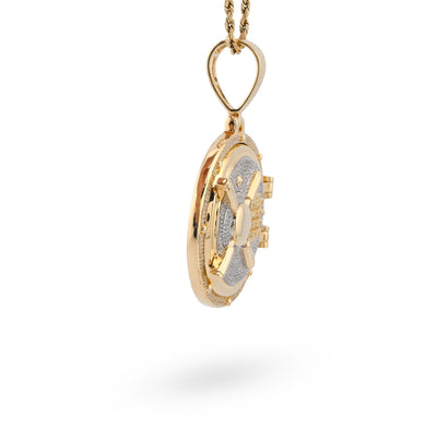 10K Yellow Gold Vault Door Memory Picture Pendant 1.2CT Natural Diamond Men Women Charm - Elite Jewelers - Charms & Pendants