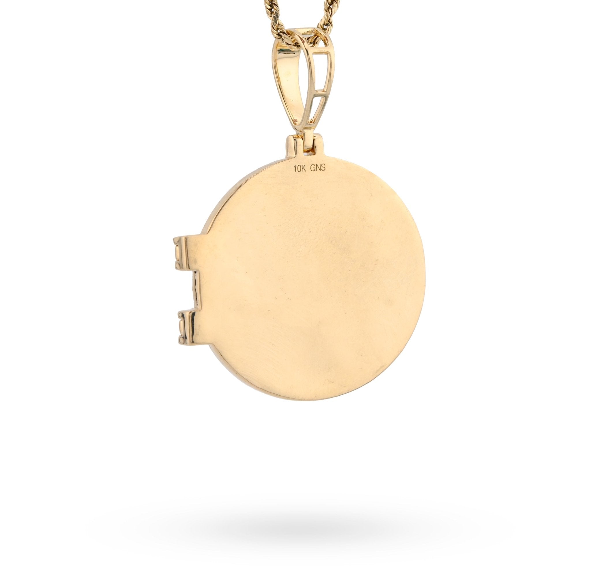 10K Yellow Gold Vault Door Memory Picture Pendant 1.2CT Natural Diamond Men Women Charm - Elite Jewelers - Charms & Pendants
