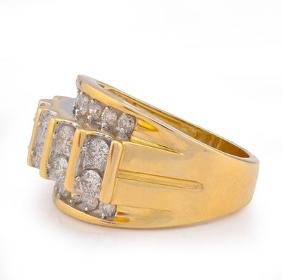 10K Yellow Gold Vertical Row multi - Column 2CT Natural Diamond Men Pinky Ring - Elite Jewelers - Rings