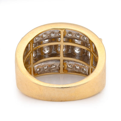 10K Yellow Gold Vertical Row multi - Column 2CT Natural Diamond Men Pinky Ring - Elite Jewelers - Rings