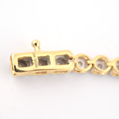 10k Yellow Gold Women 0.8CTW Baguette Diamond Heart Tennis Bracelet 7.6g 7Inch - Elite Jewelers - Bracelets