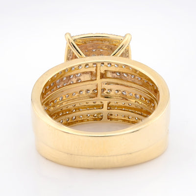 10K Yellow Gold Women 2 layer Rectangular Wedding Ring 0.99CT Natural Diamond Band - Elite Jewelers - Rings