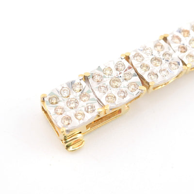 10k Yellow Gold Women 4CTW Diamond Square Fanouk Tennis Bracelet 13.2g 8 Inch - Elite Jewelers - Bracelets