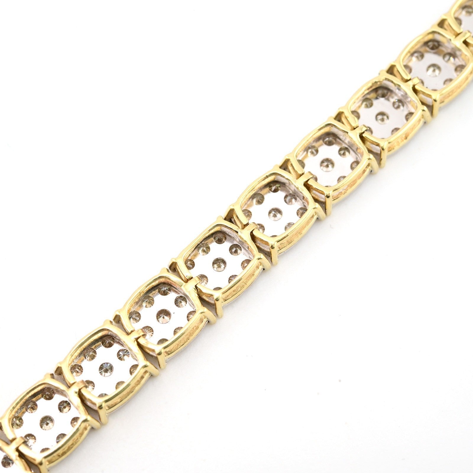 10k Yellow Gold Women 4CTW Diamond Square Fanouk Tennis Bracelet 13.2g 8 Inch - Elite Jewelers - Bracelets