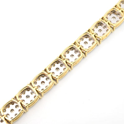 10k Yellow Gold Women 4CTW Diamond Square Fanouk Tennis Bracelet 13.2g 8 Inch - Elite Jewelers - Bracelets