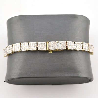 10k Yellow Gold Women 4CTW Diamond Square Fanouk Tennis Bracelet 13.2g 8 Inch - Elite Jewelers - Bracelets