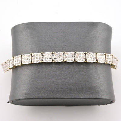 10k Yellow Gold Women 4CTW Diamond Square Fanouk Tennis Bracelet 13.2g 8 Inch - Elite Jewelers - Bracelets