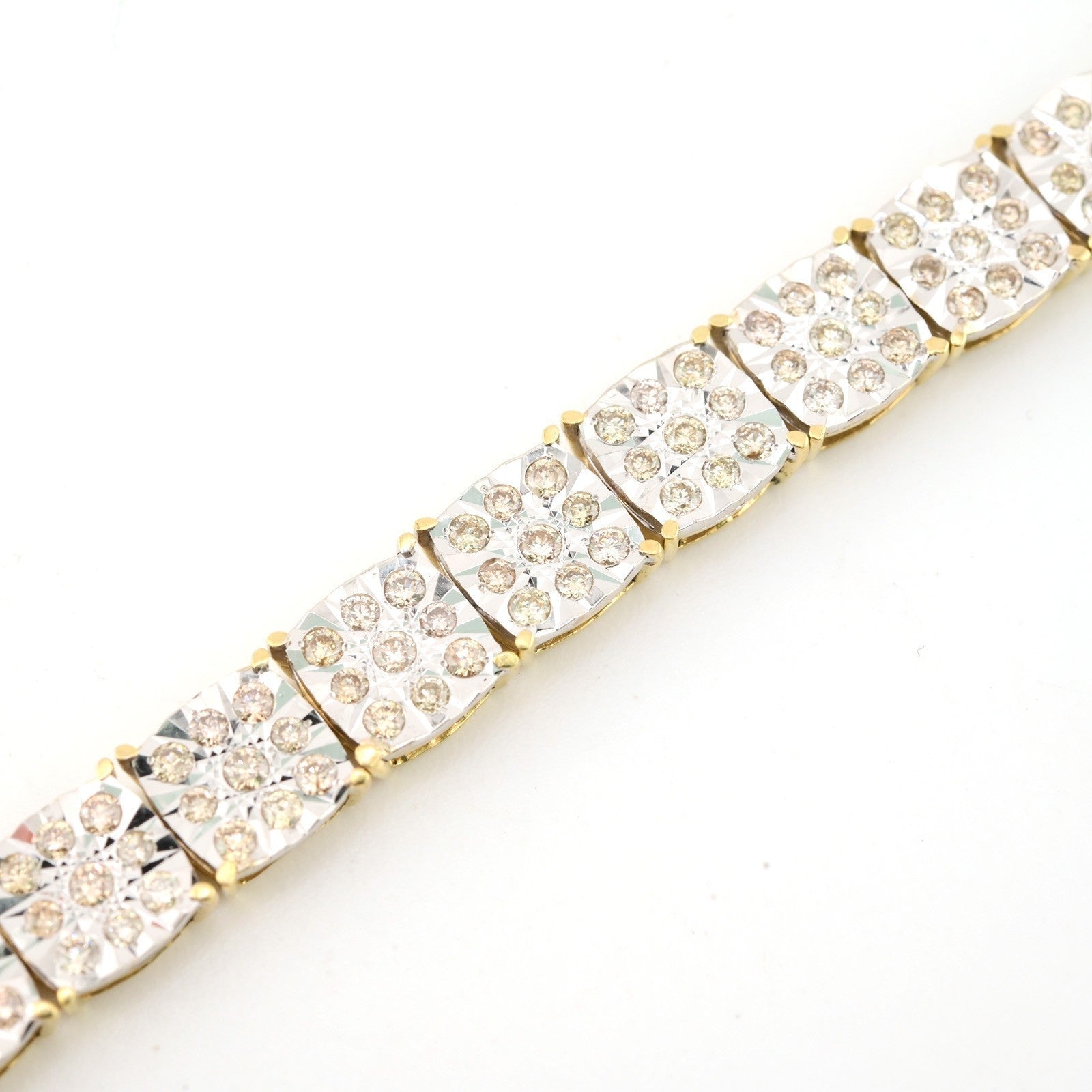 10k Yellow Gold Women 4CTW Diamond Square Fanouk Tennis Bracelet 13.2g 8 Inch - Elite Jewelers - Bracelets