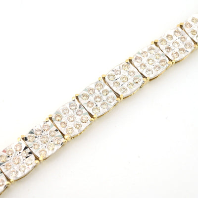 10k Yellow Gold Women 4CTW Diamond Square Fanouk Tennis Bracelet 13.2g 8 Inch - Elite Jewelers - Bracelets
