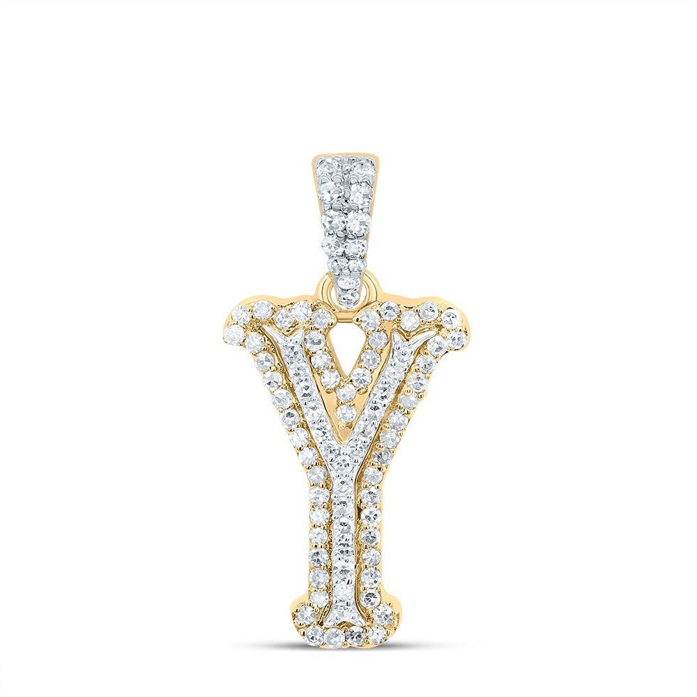 10k Yellow & White Gold 0.27 CTW Natural Diamond Initial "Y" Charm 1.15g Pendant - Elite Jewelers - Charms & Pendants