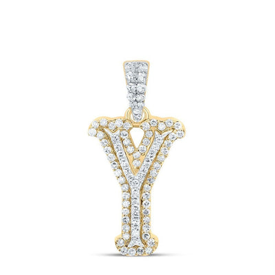 10k Yellow & White Gold 0.27 CTW Natural Diamond Initial "Y" Charm 1.15g Pendant - Elite Jewelers - Charms & Pendants