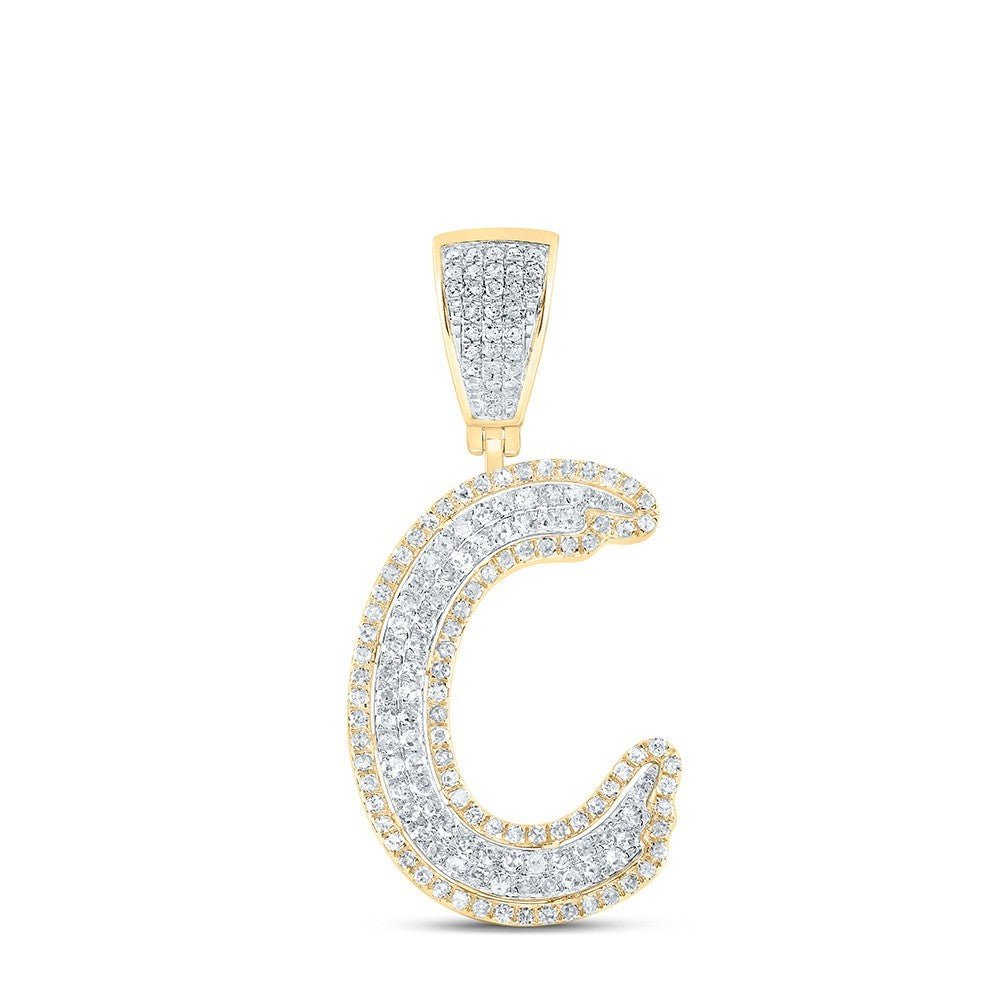 10k Yellow & White Gold 0.85 CTW Natural Diamond Initial "C" Charm 3.31g Pendant - Elite Jewelers - Charms & Pendants