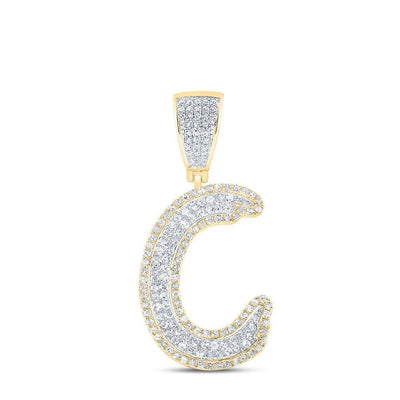 10k Yellow & White Gold 0.85 CTW Natural Diamond Initial "C" Charm 3.31g Pendant - Elite Jewelers - Charms & Pendants
