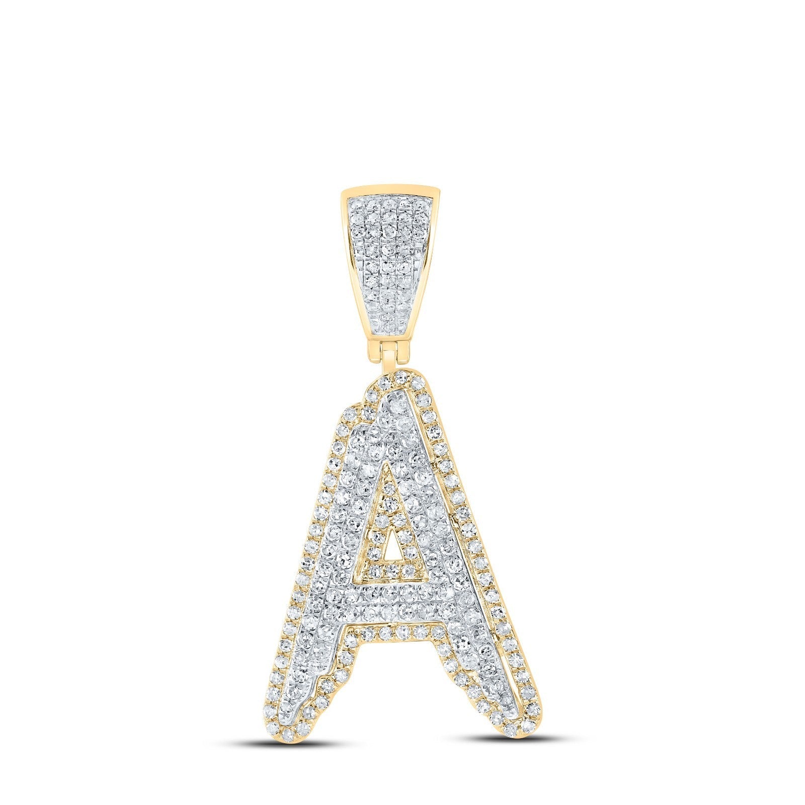 10k Yellow & White Gold 0.92 CTW Natural Diamond Initial "A" Charm 3.84g Pendant - Elite Jewelers - Charms & Pendants