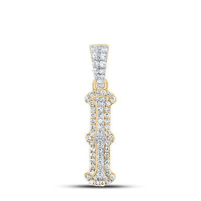 10k Yellow & White Gold 0.94gms 0.2CTW Natural Diamond Initial "I" Pendant Charm - Elite Jewelers - Charms & Pendants