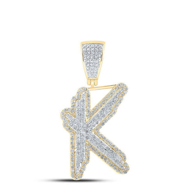 10k Yellow & White Gold 0.96 CTW Natural Diamond Initial "K" Charm 4.31g Pendant - Elite Jewelers - Charms & Pendants