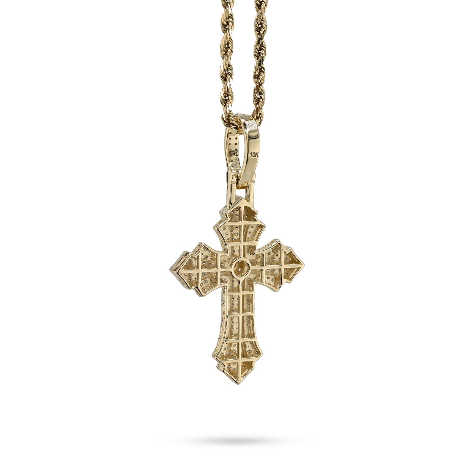 10k Yellow & White Gold 0.9CTW Natural Diamond Pave Cross Pendant 4.1g Charm - Elite Jewelers - Charms & Pendants
