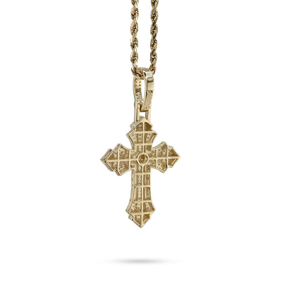 10k Yellow & White Gold 0.9CTW Natural Diamond Pave Cross Pendant 4.1g Charm - Elite Jewelers - Charms & Pendants