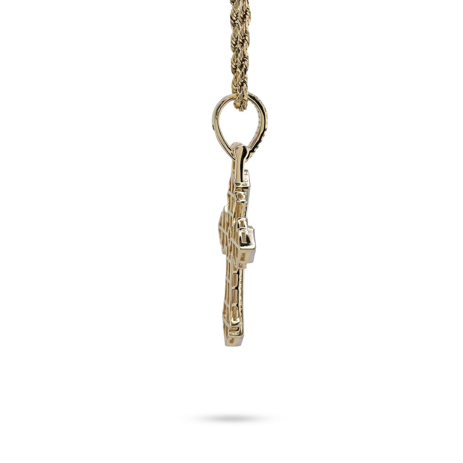 10k Yellow & White Gold 0.9CTW Natural Diamond Pave Cross Pendant 4.1g Charm - Elite Jewelers - Charms & Pendants