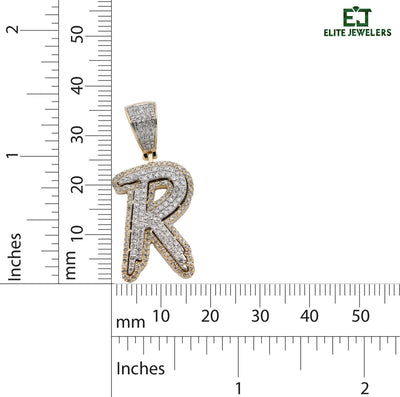 10k Yellow & White Gold 1 CTW Natural Diamond Initial "R" Pendant 4.7g Charm - Elite Jewelers - Charms & Pendants
