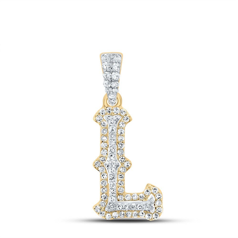 10k Yellow & White Gold 1.06gm 0.25CTW Natural Diamond Initial "L" Pendant Charm - Elite Jewelers - Charms & Pendants