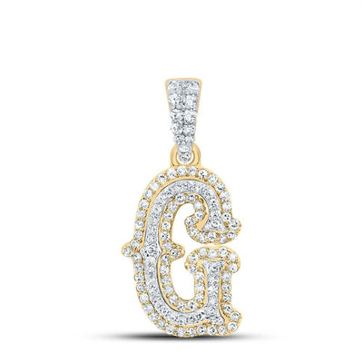10k Yellow & White Gold 1.35gm 0.35CTW Natural Diamond Initial "G" Pendant Charm - Elite Jewelers - Charms & Pendants