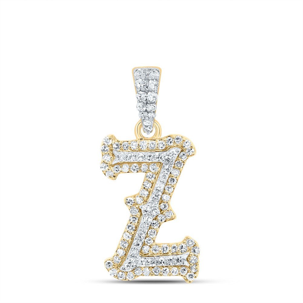 10k Yellow & White Gold 1.39gm 0.31CTW Natural Diamond Initial "Z" Pendant Charm - Elite Jewelers - Charms & Pendants
