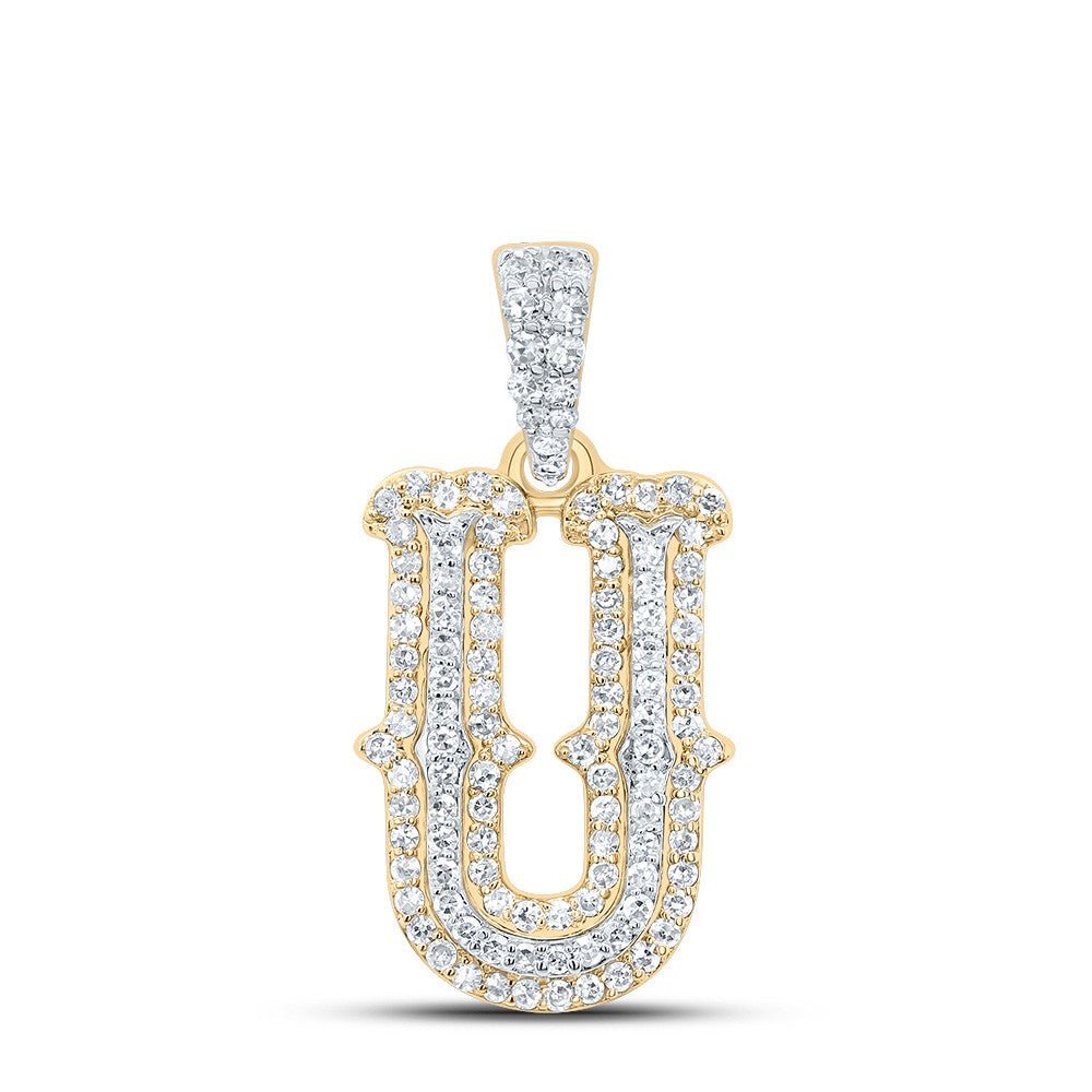 10k Yellow & White Gold 1.41gm 0.35CTW Natural Diamond Initial "U" Pendant Charm - Elite Jewelers - Charms & Pendants