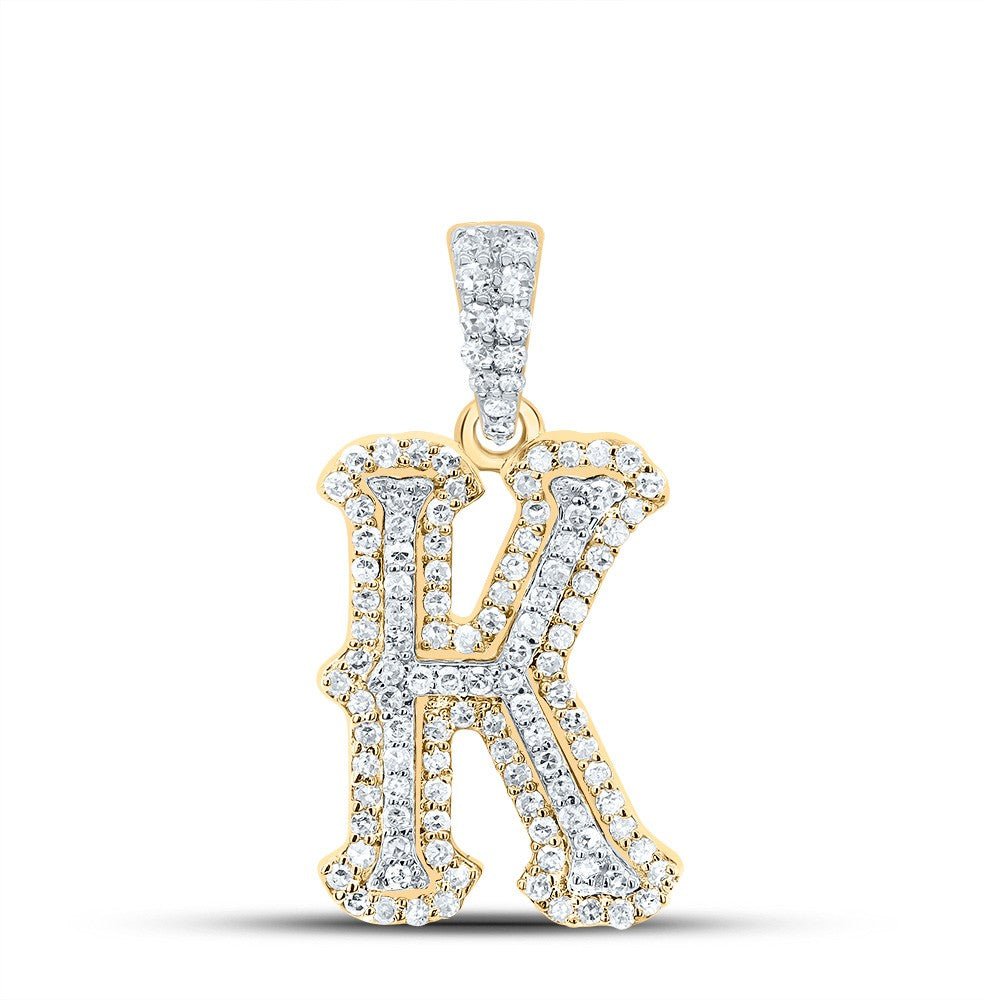 10k Yellow & White Gold 1.4gm 0.36CTW Natural Diamond Initial "K" Letter Pendant - Elite Jewelers - Charms & Pendants