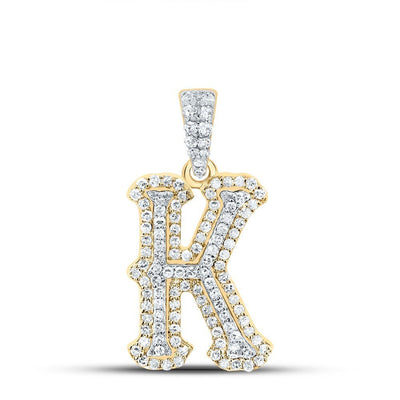 10k Yellow & White Gold 1.4gm 0.36CTW Natural Diamond Initial "K" Letter Pendant - Elite Jewelers - Charms & Pendants
