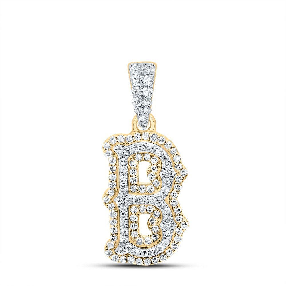 10k Yellow & White Gold 1.55gm 0.37CTW Natural Diamond Initial "B" Pendant Charm - Elite Jewelers - Charms & Pendants