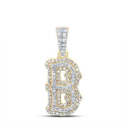 10k Yellow & White Gold 1.55gm 0.37CTW Natural Diamond Initial "B" Pendant Charm - Elite Jewelers - Charms & Pendants