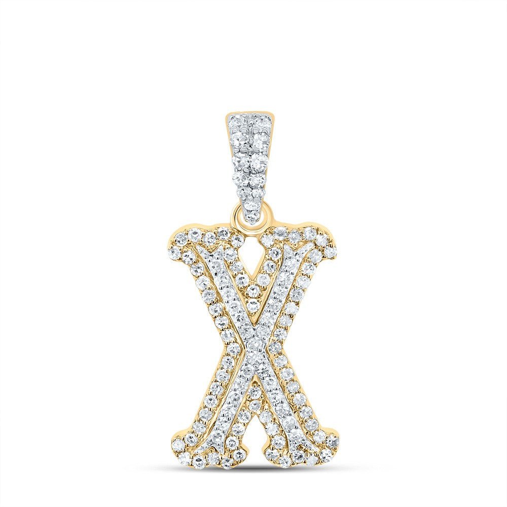 10k Yellow & White Gold 1.5g 0.33CTW Natural Diamond Initial "X" Pendant Charm - Elite Jewelers - Charms & Pendants