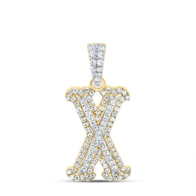 10k Yellow & White Gold 1.5g 0.33CTW Natural Diamond Initial "X" Pendant Charm - Elite Jewelers - Charms & Pendants