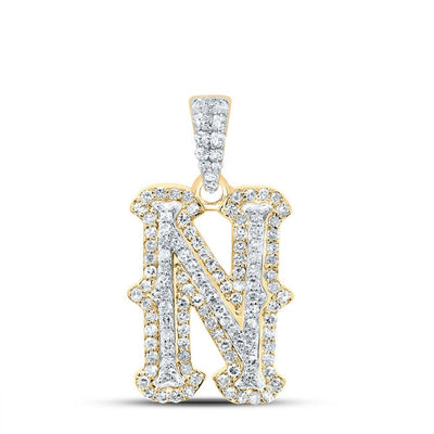 10k Yellow & White Gold 1.64gm 0.38CTW Natural Diamond Initial "N" Pendant Charm - Elite Jewelers - Charms & Pendants
