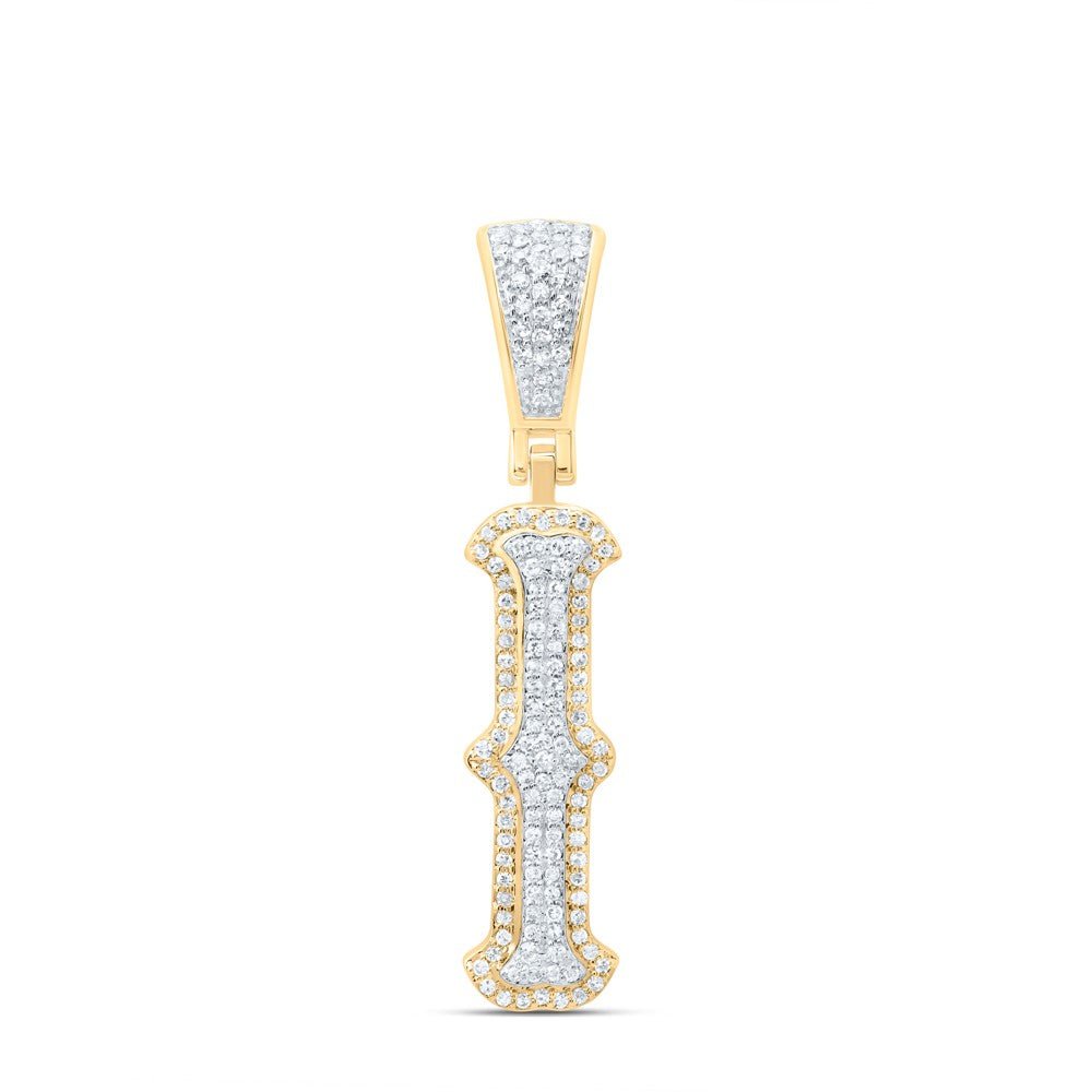 10k Yellow & White Gold 2.31g 0.37CTW Natural Diamond Initial "I" Pendant Charm - Elite Jewelers - Charms & Pendants