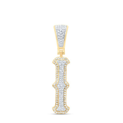 10k Yellow & White Gold 2.31g 0.37CTW Natural Diamond Initial "I" Pendant Charm - Elite Jewelers - Charms & Pendants