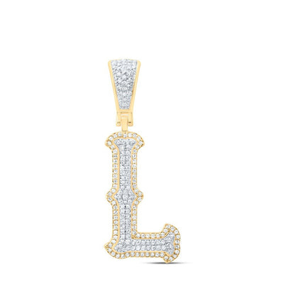 10k Yellow & White Gold 3.02g 0.43CTW Natural Diamond Initial "L" Pendant Charm - Elite Jewelers - Charms & Pendants