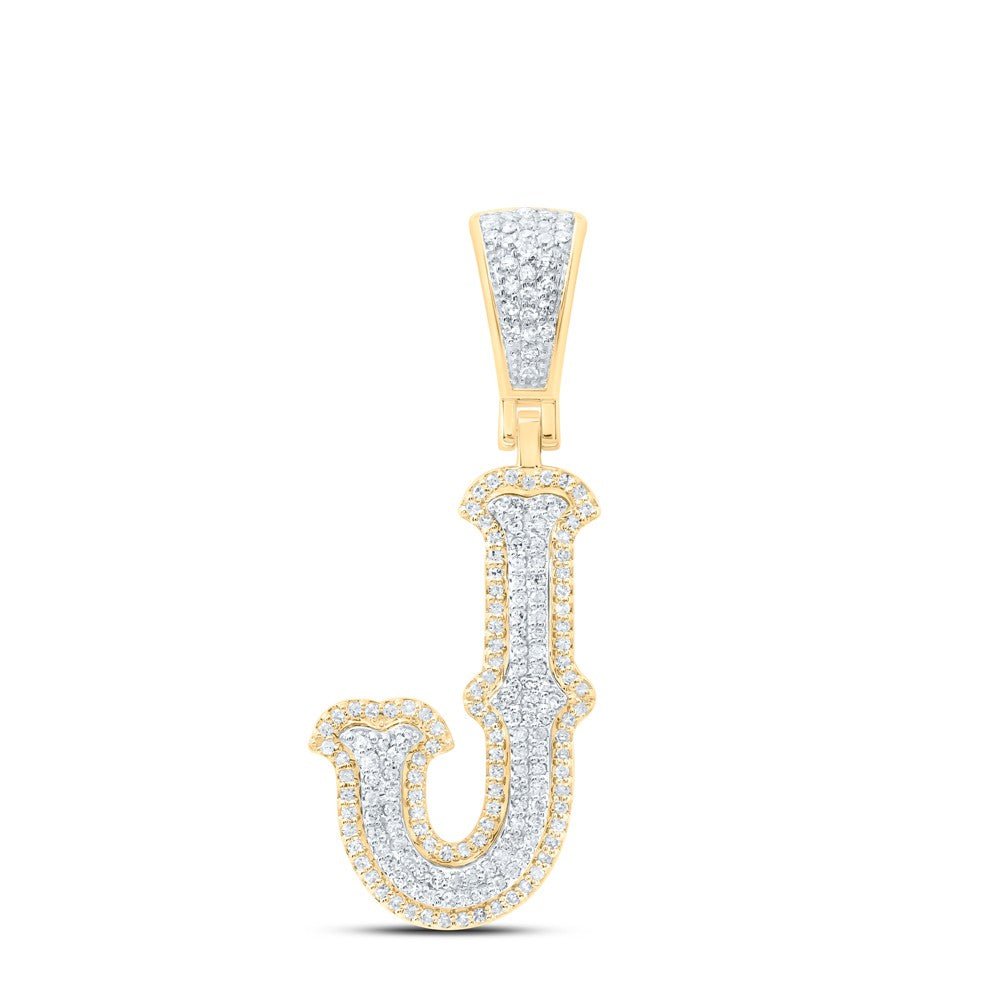 10k Yellow & White Gold 3.03g 0.46CTW Natural Diamond Initial "J" Pendant Charm - Elite Jewelers - Charms & Pendants